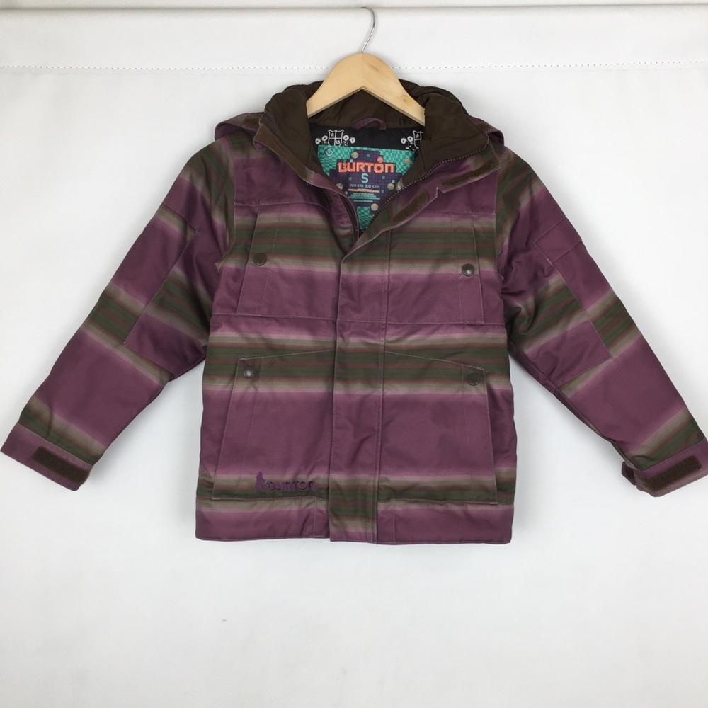 Burton Dryride Kids Snowboard Ski Winter Jacket Purple Stripes Size Small